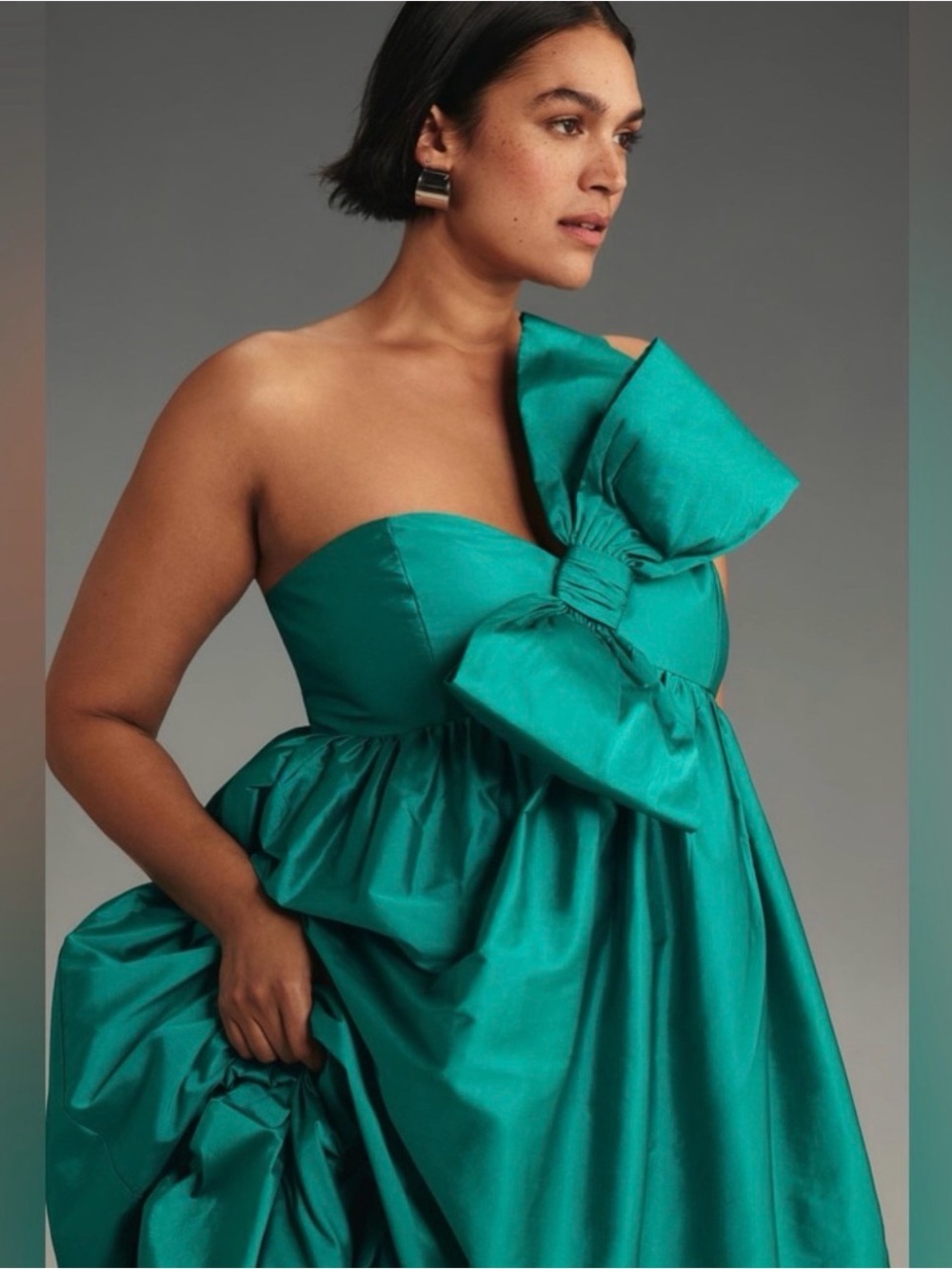 NWT Anthropologie Atsu Sally Bow Midi Dress Turquoise XLP XL Petite